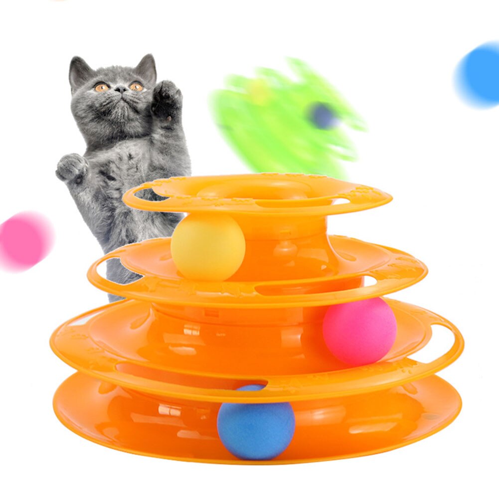 Torre con disco de tres niveles para gatos, suministros para mascotas, pelota de entrenamiento, placa de diversión, pistas para gatos, juguetes