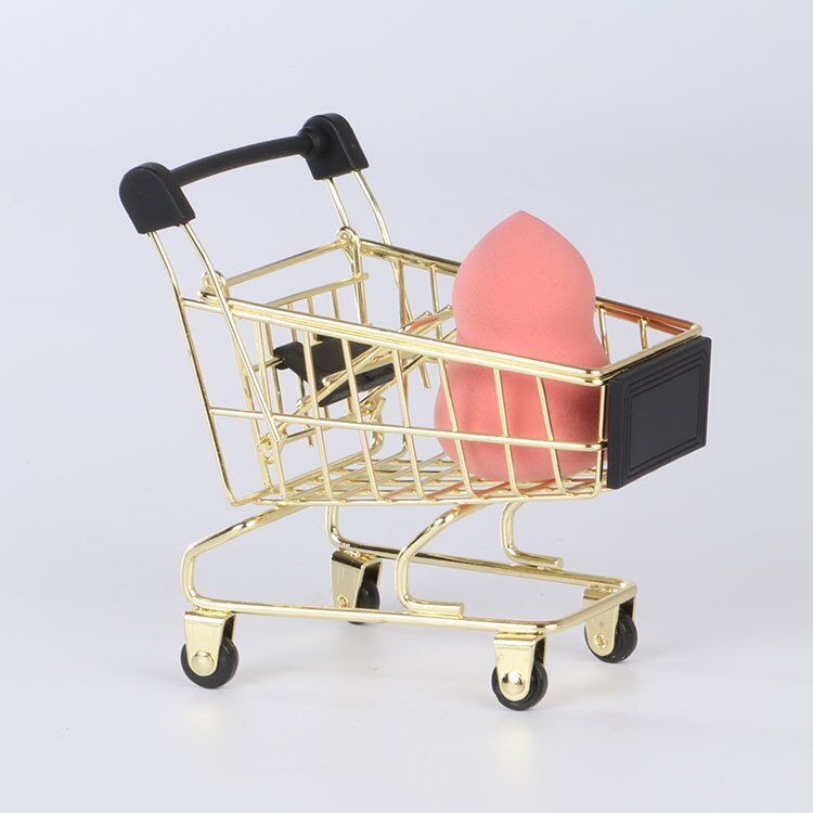 Baby Kids Simulatie Mini Winkelwagen Speelgoed Supermarkt Opvouwbare Trolley Handkar Grappige Kinderen Speelgoed Opslag Mand 12*8.5*11Cm: Gold