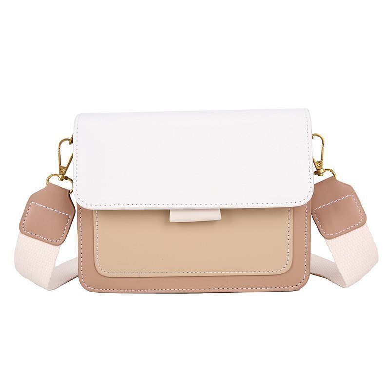 Olsitti Contrast Kleur Pu Lederen Crossbody Tassen Voor Vrouwen Reizen Handtas Simple Dames Schoudertas Sac Epaule: A-Khaki