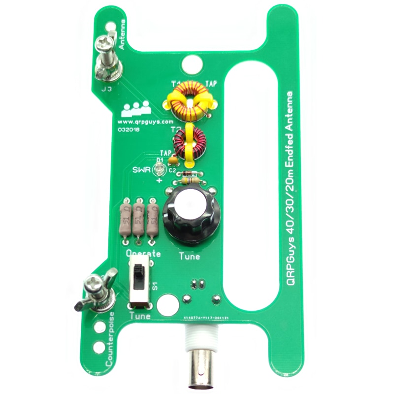QRPguys 40/30/20m Multi-Band End Fed Antenna endfed ANT QRPGuys Portable Multi-Band End Fed Antenna: Finished board