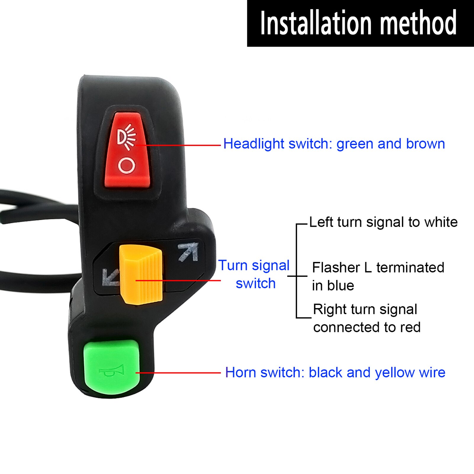 Motorfiets Elektrische Fiets/Scooter Licht Richtingaanwijzer & Claxon Op/Off Knop W/Rood Groen Knoppen 22Mm Dia Stuur