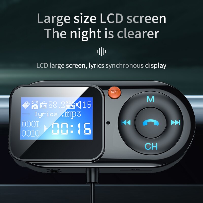 Handsfree Carkit Draadloze Bluetooth 5.0 Lcd MP3 Speler Auto Fm-zender Usb Charge 2.4A PD18W Auto Accessoires Fm Modulator