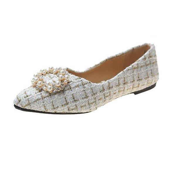 Metalen ketting schoenen vrouw puntige neus casual dames sneakers kristal herfst schoenen vrouwen ondiepe mond dames mocassins: 1 / 40