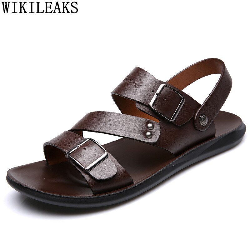 Verano monje Correa Sandalias de hombre de cuero de correa hebilla Sandalias para hombres al aire libre Sandalias de playa, Zapatos de los hombres Sandalias Zapatos
