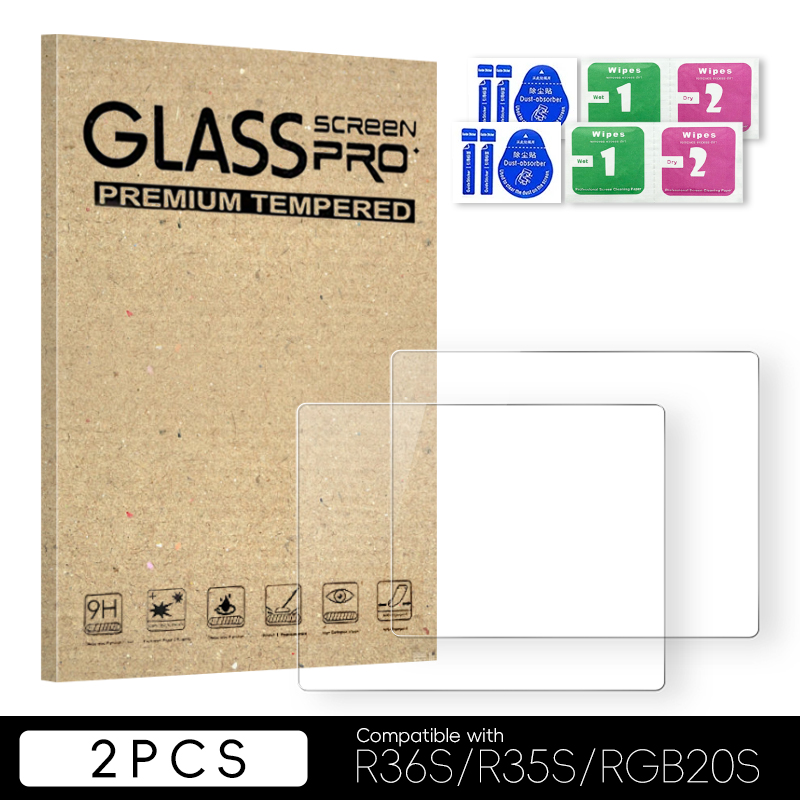 Protector de pantalla DATA FROG R36S, Protector de vidrio templado para accesorios de consola de juegos portátil Retro R35S RGB20S: Rojo