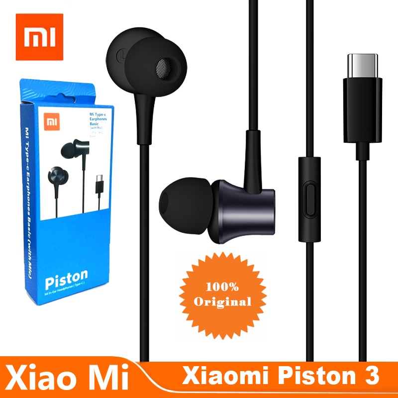 Xiaomi Piston 3 Earphones USB Type-C Mi Piston Fresh Edition Earphone Headset with Mic for Xiaomi Mi 6/8 Huawei Earphone Earbuds