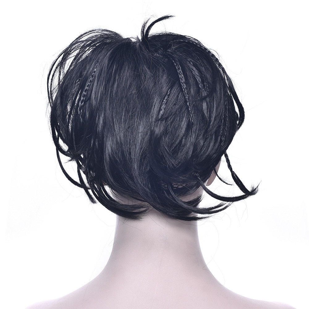 Gres Donut banda de pelo de fibra resistente al calor/Negro rubia trenza moño para novias sintético de mujer moño para el cabello con una banda de caucho