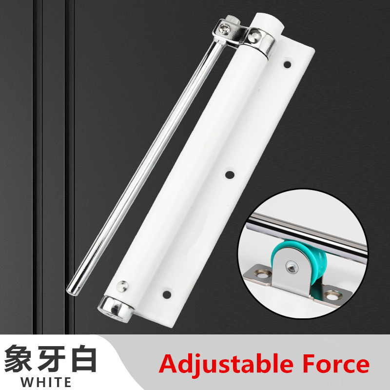 Aluminum Alloy Upgrade Pulley Mute Door Closer Adjustable Force Automatic Door Closing Device Smooth Silent use for Types Doors: White