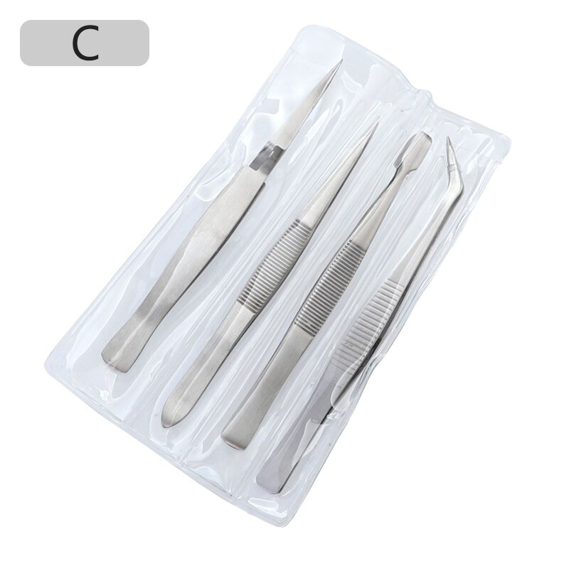Juego de pinzas de precisión de acero inoxidable, pinzas antiestáticas de punta recta curvada, herramienta de reparación electrónica, 1 Juego: RST-1104
