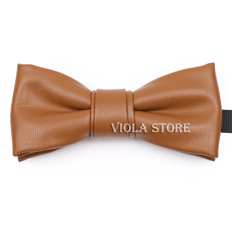 Cool PU Leather Bowtie Solid Classic Beige Pink Vintage Brown Red Green Blue Men Women Nightclub Party Butterfly Accessory: 06