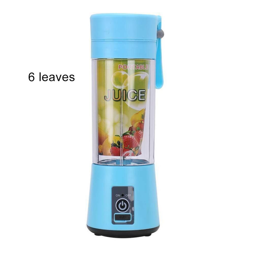 Bærbar usb frukt juicer shaker flaske elektrisk juicer smoothie maker blender mini husholdning juicer: 6 kniver