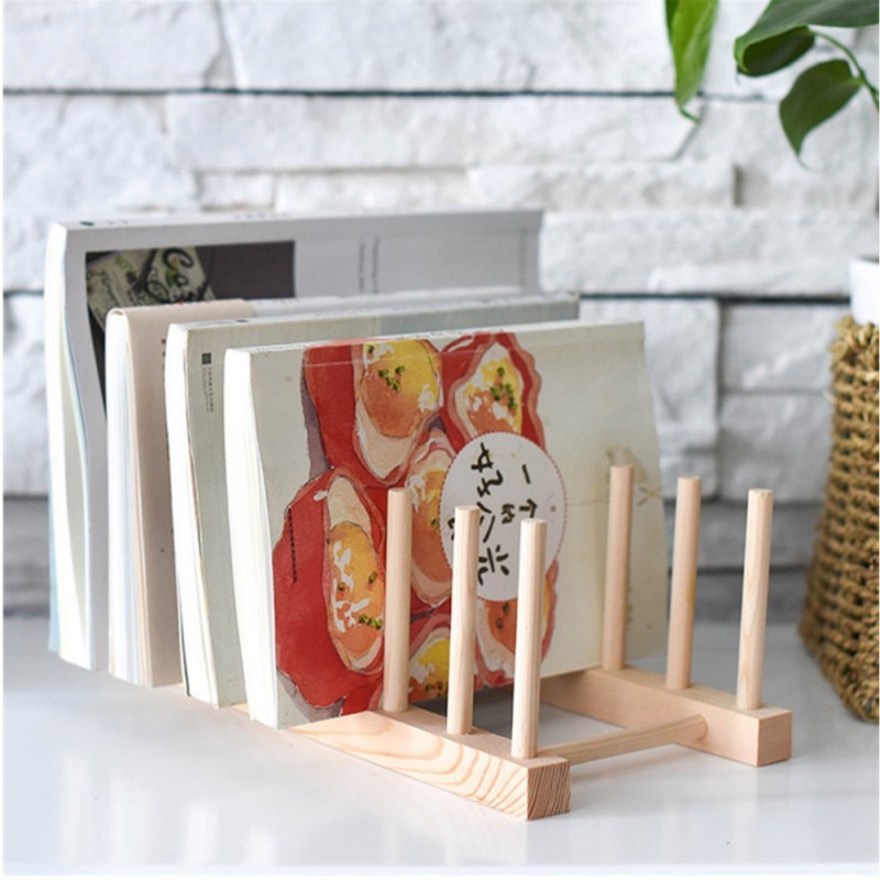 Estante de drenaje de platos para cocina organizador de almacenamiento de vajilla, bandeja, estante de secado, tazas de libros de madera, soporte de exhibición, escurridor