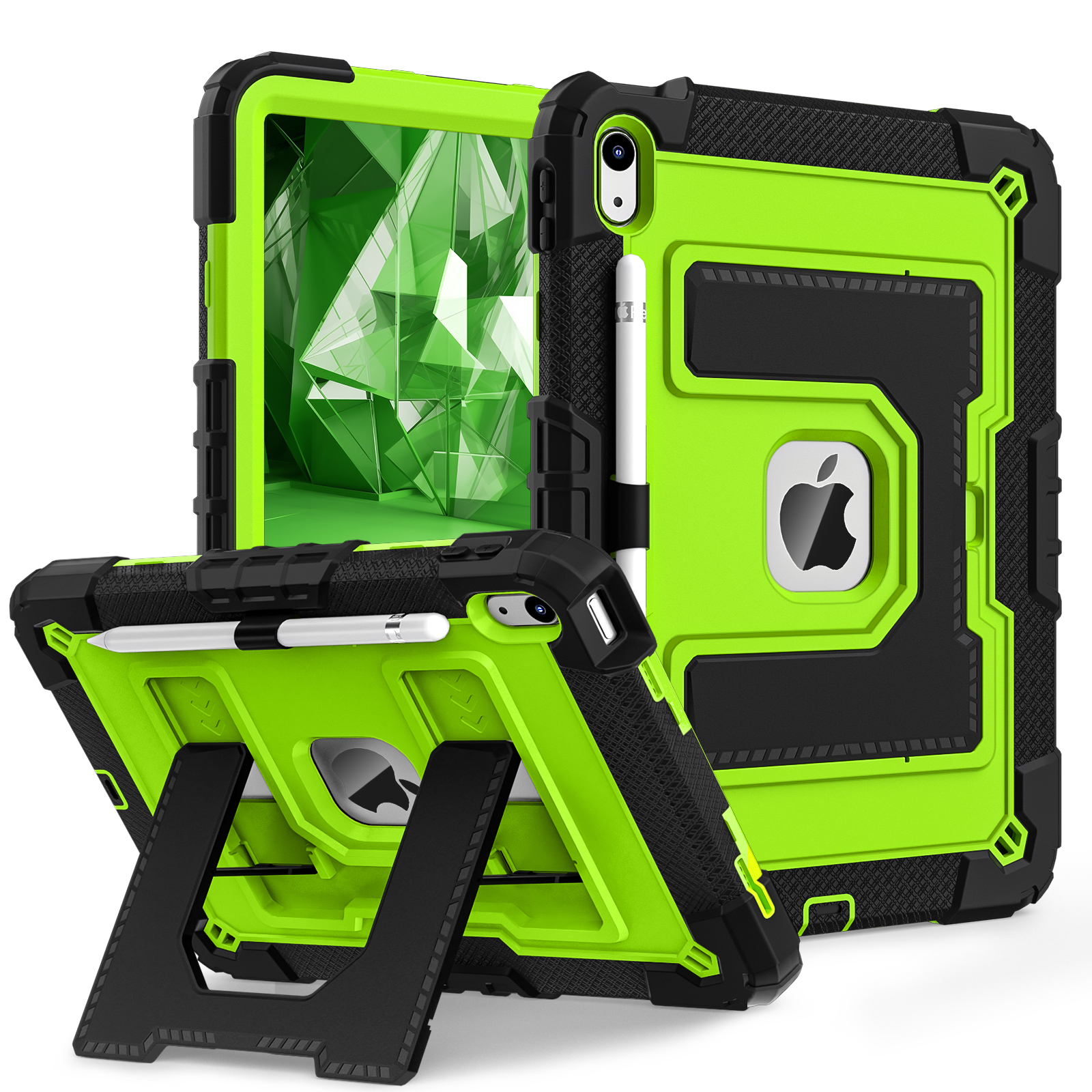 Funda para tableta para IPad A16 11th 2025 10th Gen Air 4 5 10,9 Pro 11 pulgadas Mini 6 7 niños soporte cordón a prueba de golpes protege cubierta resistente: Trece / Esmeralda