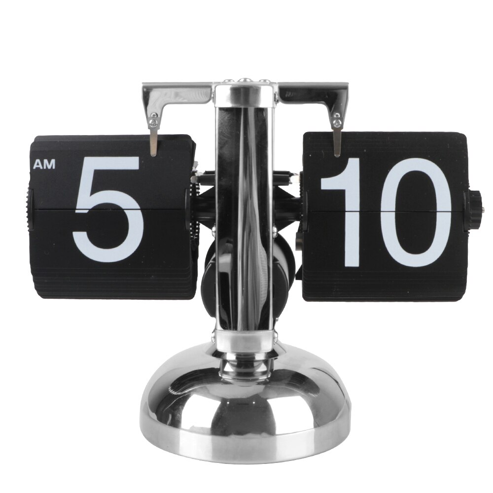 Hoomin digital klocka skrivbordsklocka retro flip clock flip intern växel manövrerad automatisk flip heminredning manövrerad kvartsklocka: En fot svart