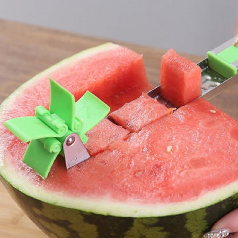 Rustfrit stål vandmelon udskærer frugt kniv skærer is ballers melon skåret forfriskende vandmelon terninger køkkenværktøj