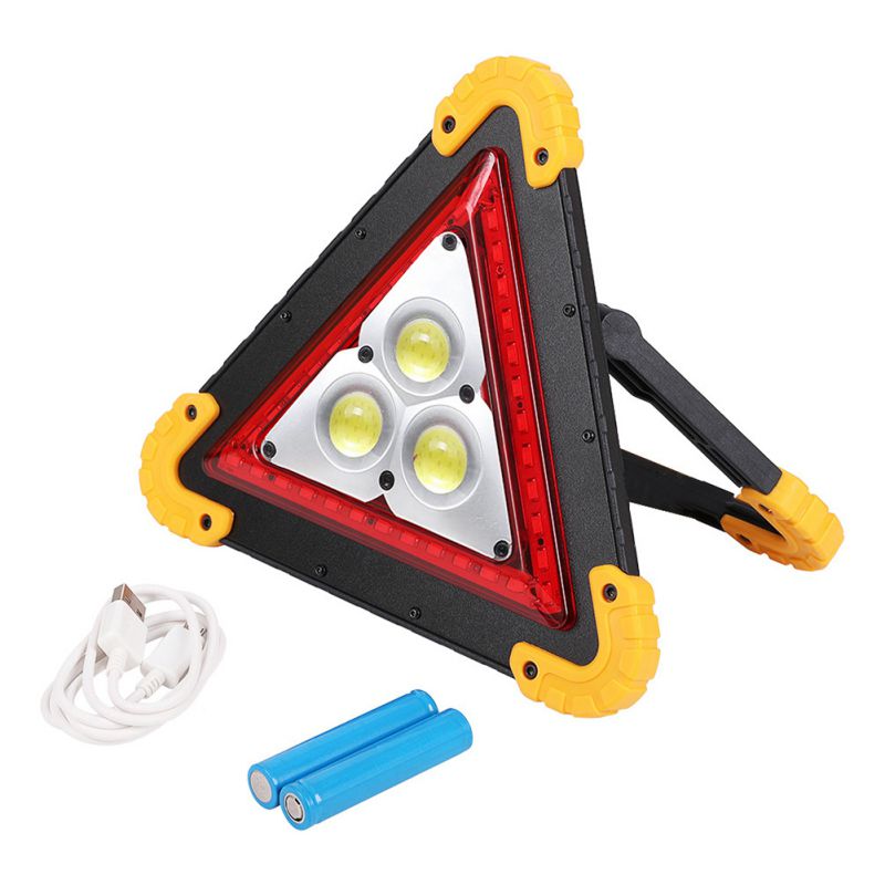 Warning Triangle LED Work Light Rechargeable With Power Bank Function Hazard Light Super Bright Floodlight: Default Title