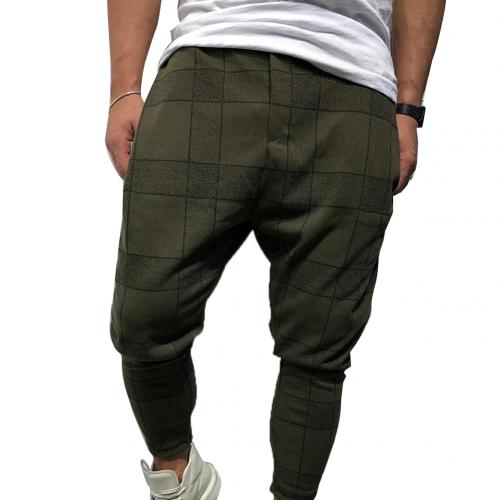 Mannen Plaid Pocket Laag Kruis Harembroek Broek Losse Fit Hiphop Street Wear Casual Mannen Broek Mannen Broek: M / Army Green