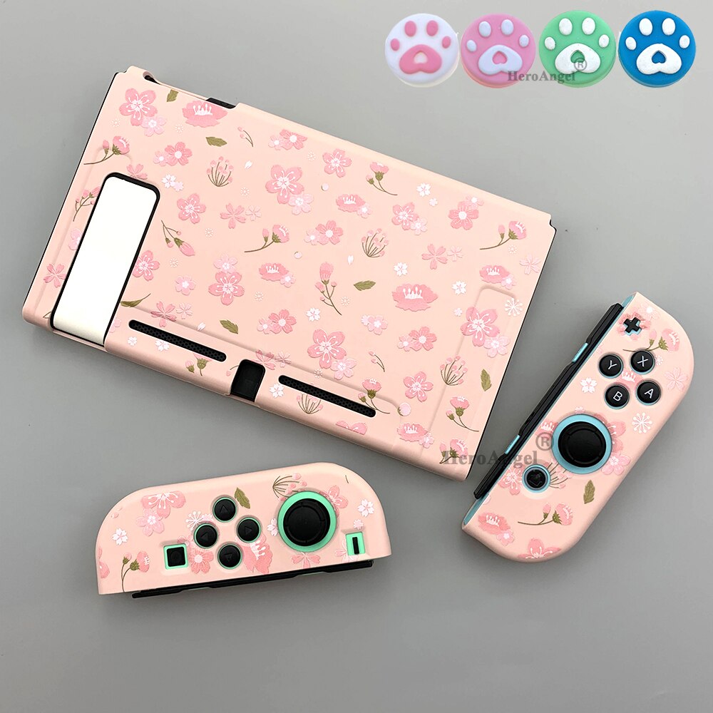 for Nintendo Nintend Switch Case NS NX Console Protective Soft Case Shell for Nintendos Switch Joy Con Colorful Cover: Pink Flowers