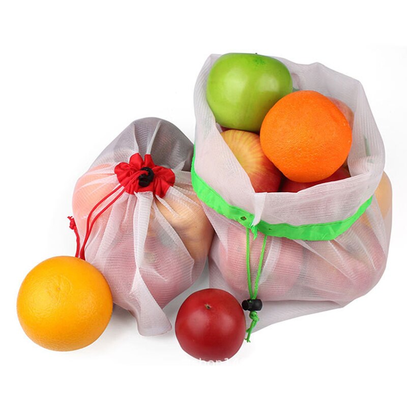Reusable Produce Bags 12/9/3PCS Fruit Stitching Mesh Bag Nylon Mesh Bags For Fruit Vegetable Grocery Shopping Stitched Mesh Bag