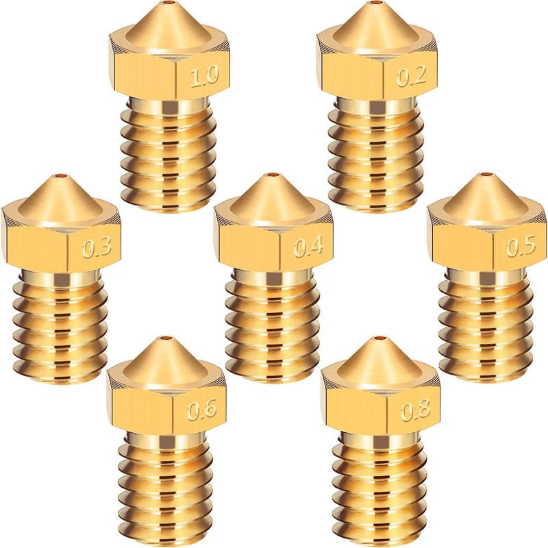 10pcs 3D Printer Accessories V5 V6 M6 threaded Nozzle 0.2 0.25 0.3 0.4 0.5 0.6 0.8 1.0mm for 1.75mm filamnet Full Metal E3D