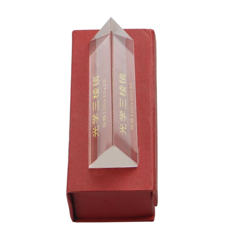 10cmx3cm Rainbow Optical Glass Triple Triangular Prism Physics Teaching Light Spectrum with Box
