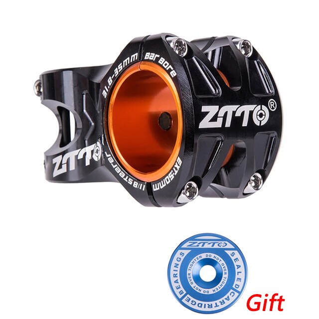 ZTTO Mountain Bike 50mm Stem CNC 35mm 31.8mm Handlebar Bicycle ultralight 0 ° Rise DH AM Stem Enduro 28.6mm bike steering wheel: 50mm black