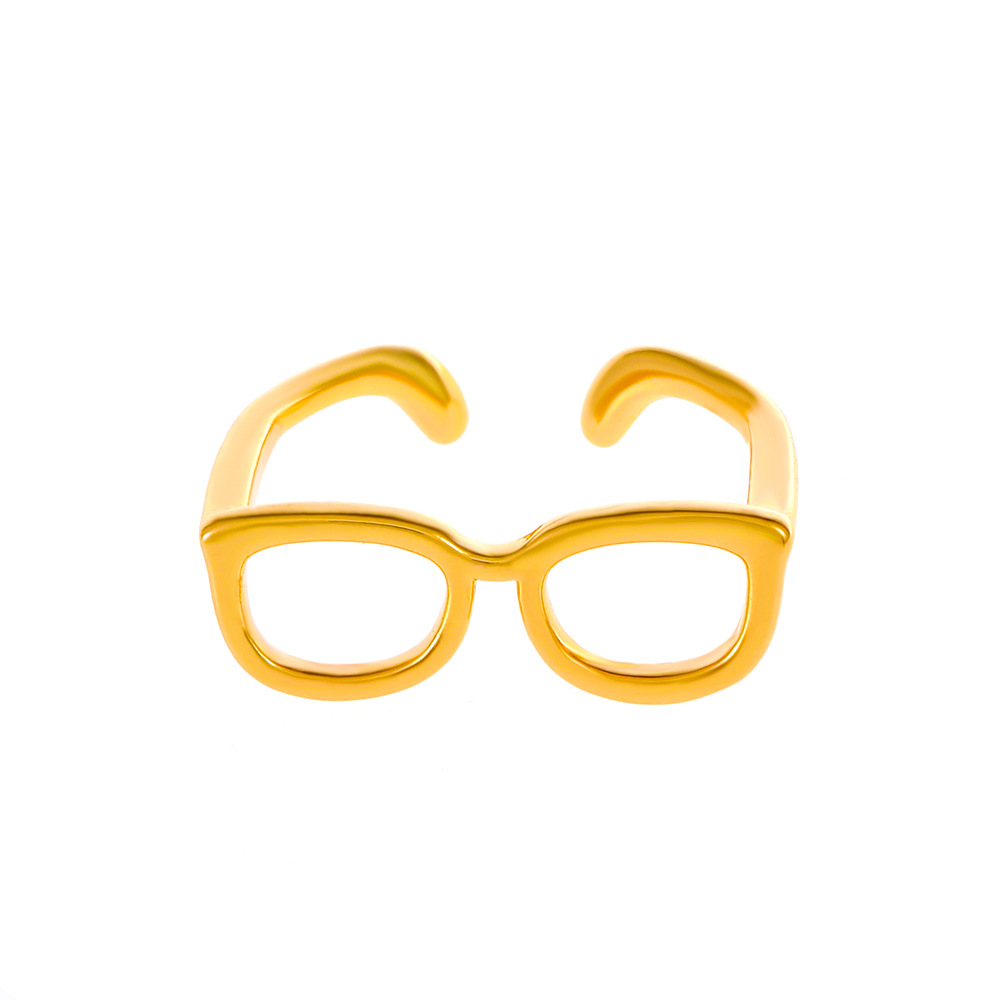 Mini anillo bonito para gafas para hombres y mujeres, anillo de dedo índice con forma de gafas ajustable con apertura a la , accesorios para anillos de pareja: Negro