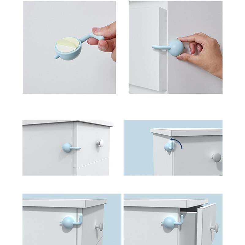 Kids Safety Lock Baby Anti-opening Anti-pinching Cabinet Lock Baby Sliding Door Protection Solid Color Drawer Locks Safety Lock