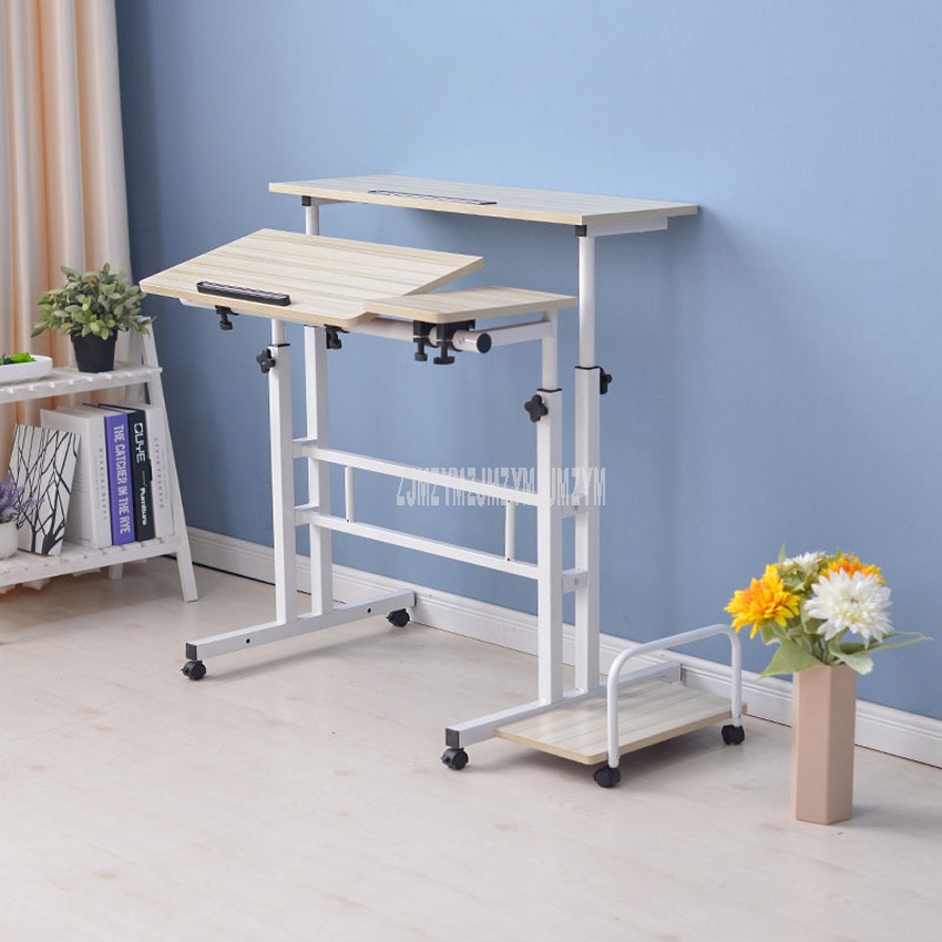 Modern Sit/Stand Computer Desk With Keyboard Tray Height Adjustable Simple Standing Laptop Desk Notebook/Monitor Holder Stand