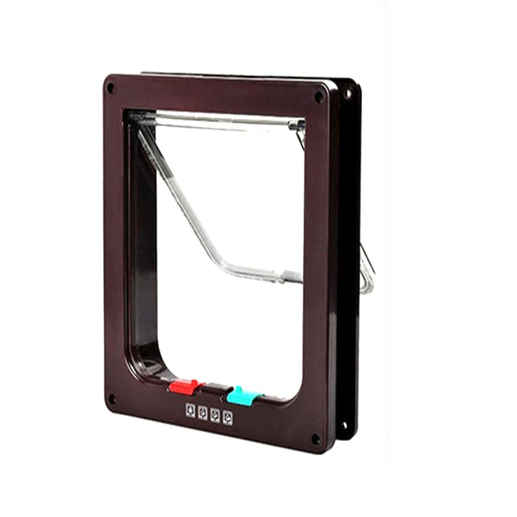 Pet Supplies Cat Door Cat Hole Dog Door Hole Can Control The Direction Of Entry And Exit Pet Door Pet Hole: brown-M