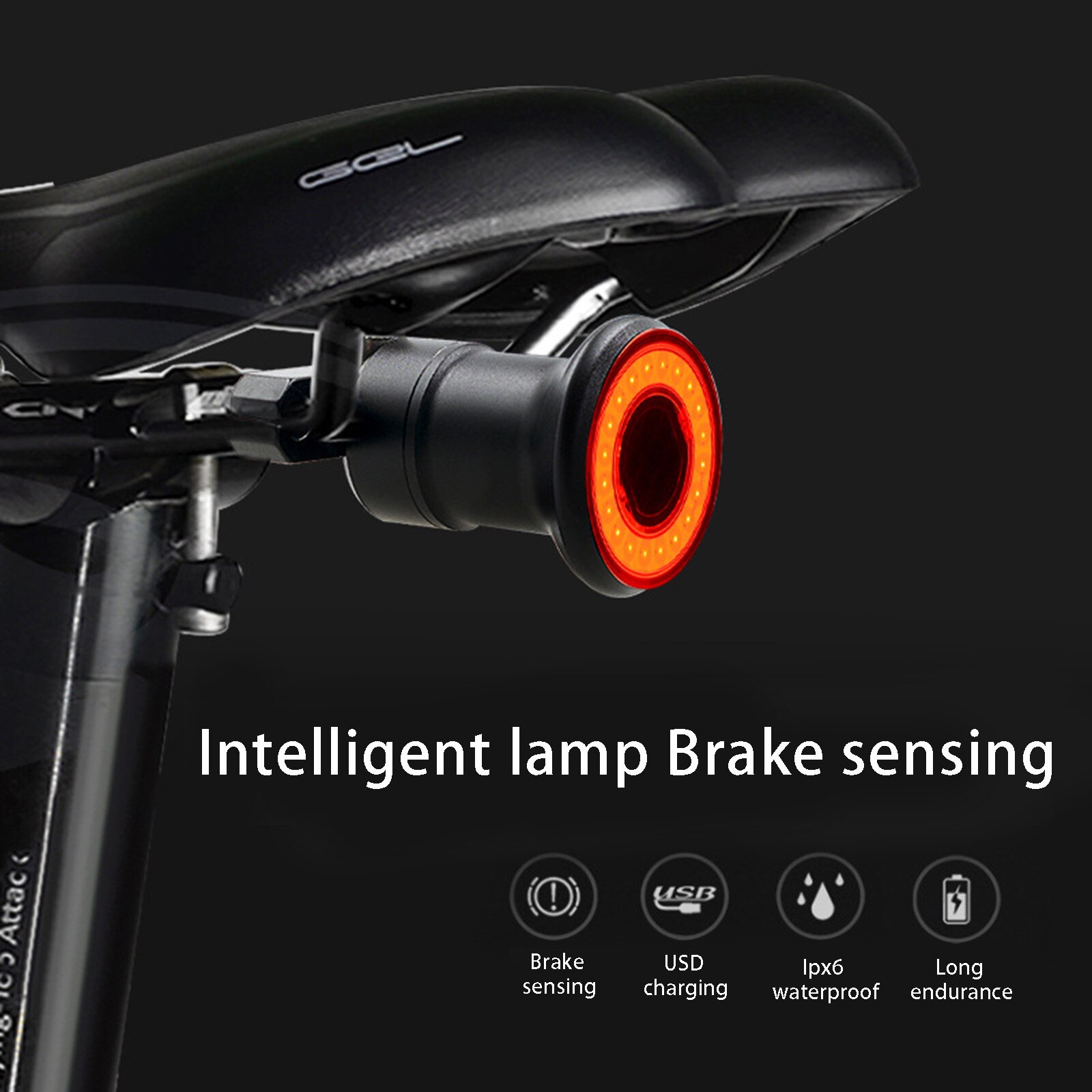 40 # Fiets Nacht Sensor Licht Rijden Achterlicht Intelligente Rem Inductie Achterlichten Oplaadbare Racefiets Mountainbike