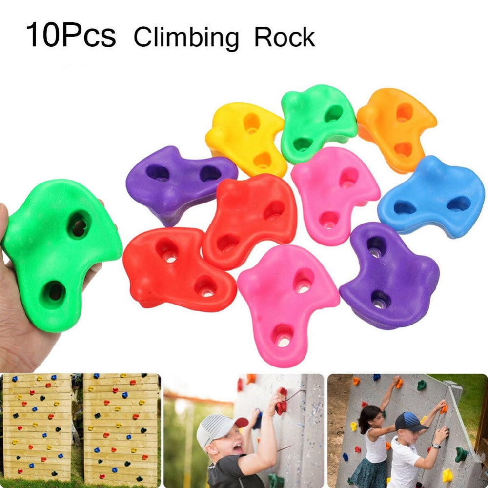 10Pcs/Set Kids Climbing Rocks Wall Stones Hand Feet Holds Grip Hardware Kits Mixed Color Resin Climbing Rock Kids Fitness Toys