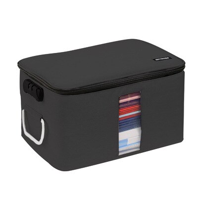 Large Capacity Document Organizer Bag With Lock Portable Card Bag Travel Storage Box For Important File Multi-Function Case: Black-A