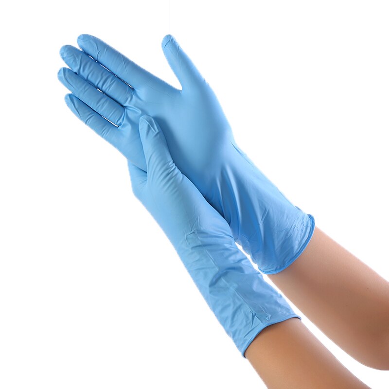 Long Sleeve Blue Disposable Rubber Gloves Household Cleaning Catering Food 12inch Nitrile Gloves Thick and Durable Gloves