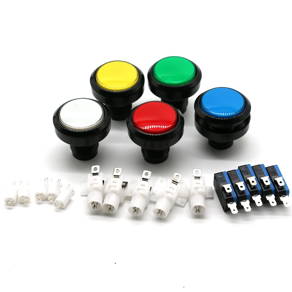 1 Stück 46 mm Druckknopf rund Momentanbeleuchtung beleuchtet LED Spiel Umschalter für Arkade Klaue Verkauf Maschine Flipper Teile