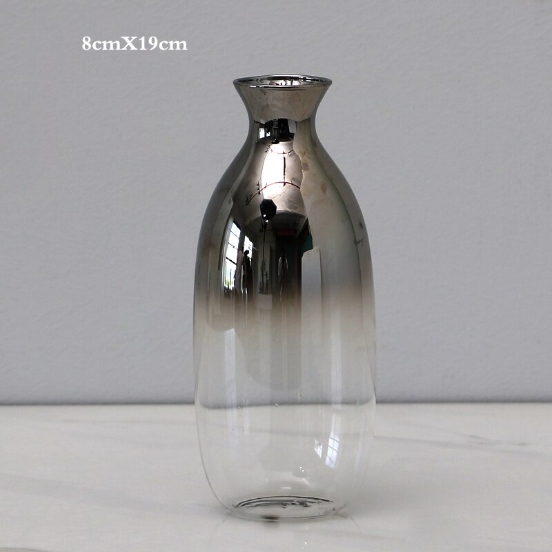 Moderne einfache silber glas kleine Vase blume Arrangeur licht luxus hause wohnzimmer esstisch wein schrank Veranda dekoration: D