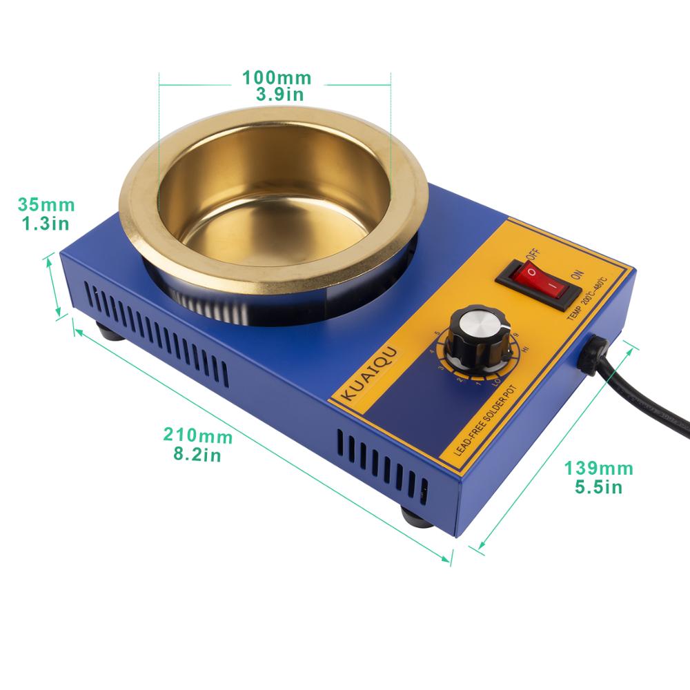300W Solder Pot Tin Melting Furnace Thermoregulation Soldering Desoldering Bath 200~480℃ Free Heating Element And Cleaning Tools: 300W