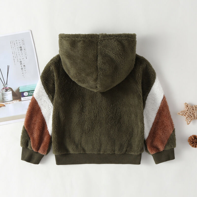 nuevos niños bebé niño niña abrigo de lana cálido invierno Patchwork con capucha capa chaqueta de piel prendas de vestir exteriores ropa