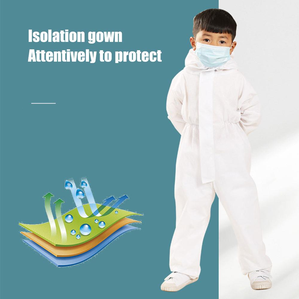 Kinder Overalls Schutz Isolation Anzug mit Kapuze Kinder Einweg Volle Körper Kleid Staubdicht Atmungsaktiv Leichte Kleidung