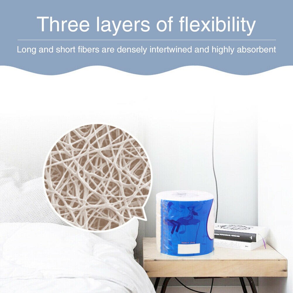 10 Rolls Toilet Paper Bulk Rolls Bath Tissue Bathroom Soft 3 Ply Skin-Friendly Household