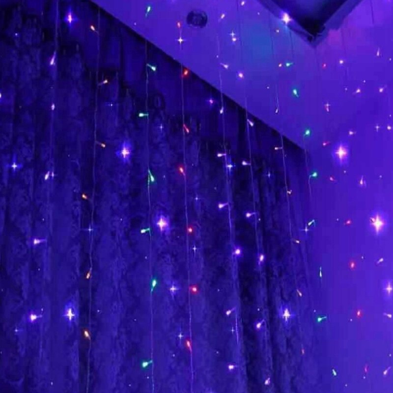 LED Solar Curtain Light String Outdoor Garden Curtain Light Light Christmas Wedding Party String Light 2X3 Meter