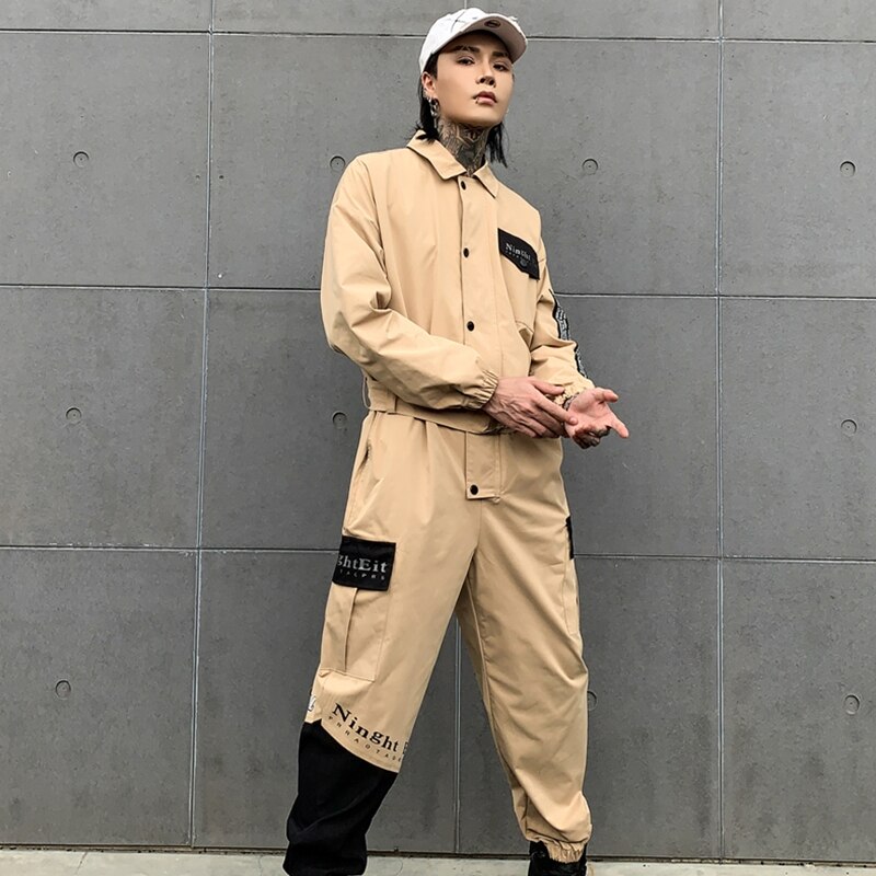 Autumn Winter Jumpsuit Men Harajuku Casual Street Wear Japanese Style Overalls Hip Hop Techwear Pants