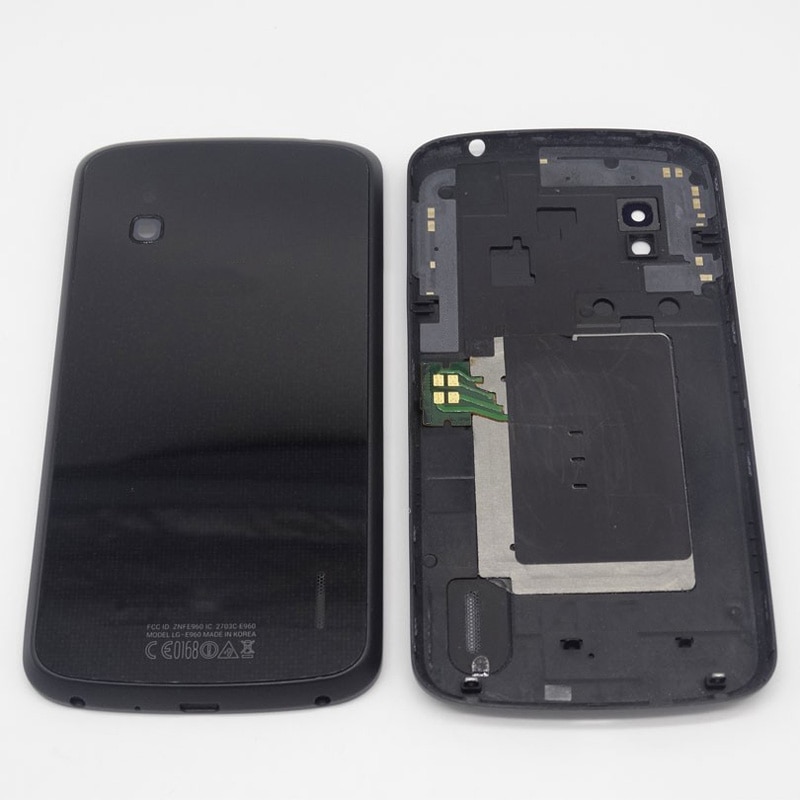 Batterij Cover Voor LG Google Nexus 4 E960 Batterij Deur Back Glas Behuizing + NFC Reparatie Onderdelen Zwart Wit glas Materiaal