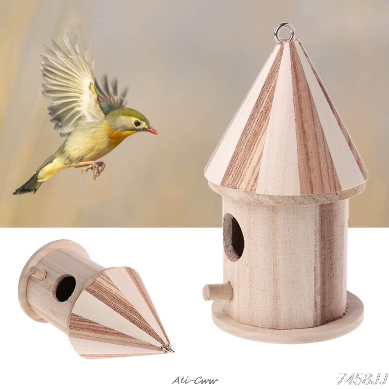 Wooden Nesting Nest Box Bird Cage House Small Birds Blue Tit Wren