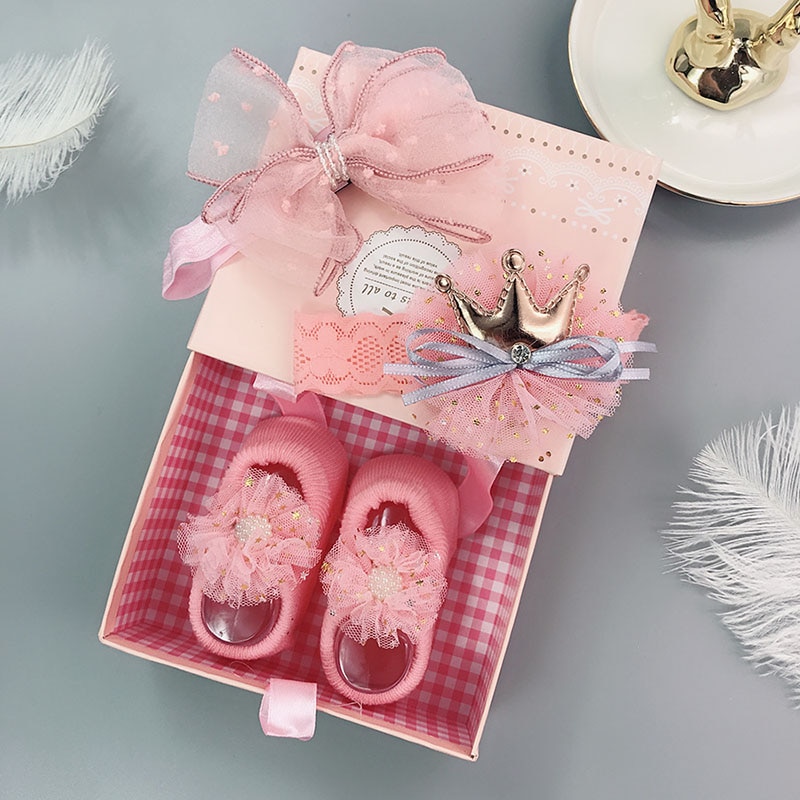 4 sæt nyfødt baby pige pandebånd søde blomster krone sløjfer prinsesse baby pandebånd småbørn spædbarn hår tilbehør fødselsdag
