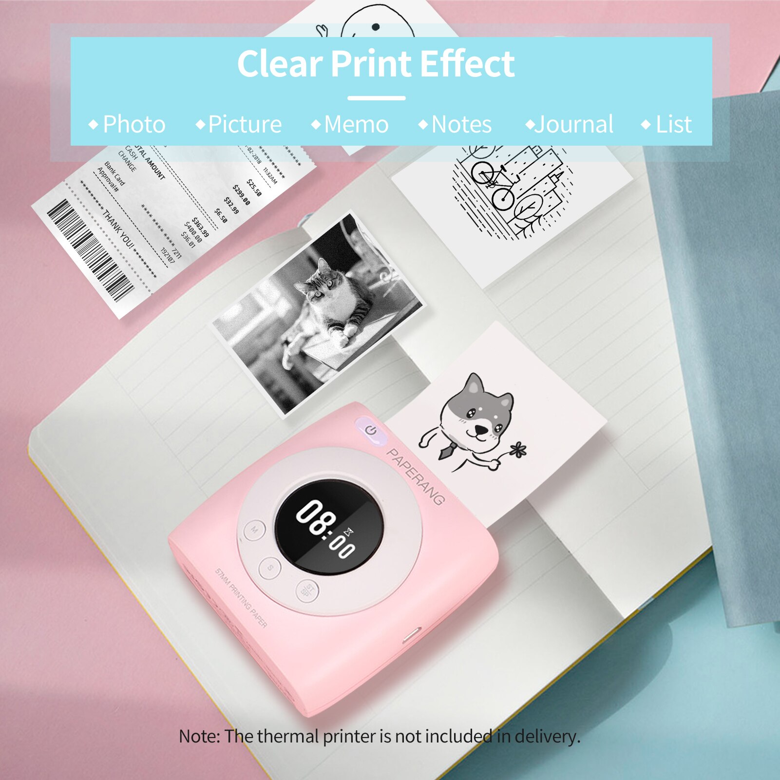 3 Rolls Self-Adhesive Thermal Paper Roll White Sticky Paper BPA-Free 57x30mm without Backing Paper for Pocket Thermal Printer