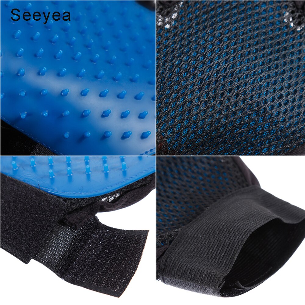 Seeyea-guante de aseo para mascotas, cepillo de silicona para quitar el pelo de gatos, peines de limpieza, guantes de masaje para el cuidado de gatos