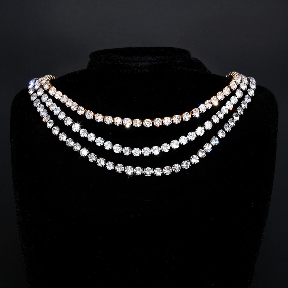 cubano cadena Zircon collar tipo cadena hasta la clavícula CZ diamantes deslumbrantes adorno brillante colgante de de las mujeres joyería de la boda