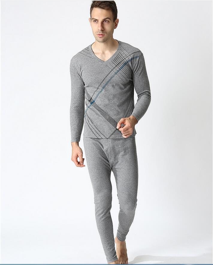 men winter Factory direct sales v-neck super large undewear MAO satin cotton loose Long Johns plus size 4XL-7XL: gray / One Size