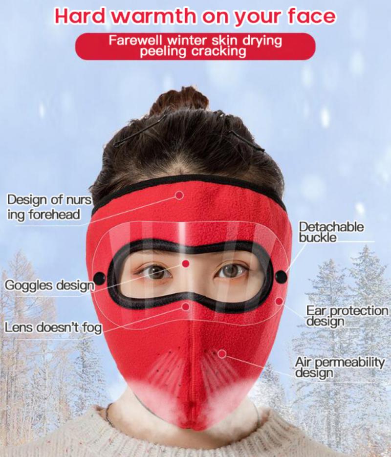 Mascarilla facial antiviento y cálida para ciclismo, máscara de protección ocular extraíble, antiniebla, para invierno, para mantener el calor